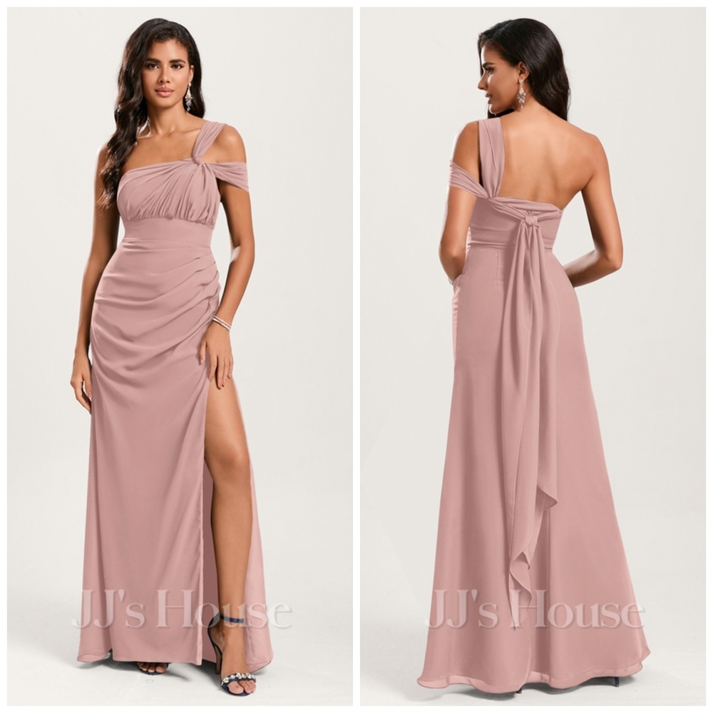 JJ's House Dusty Rose Convertible Mermaid Off Shoulder Chiffon Dress NWT Size 14 - Picture 5 of 14